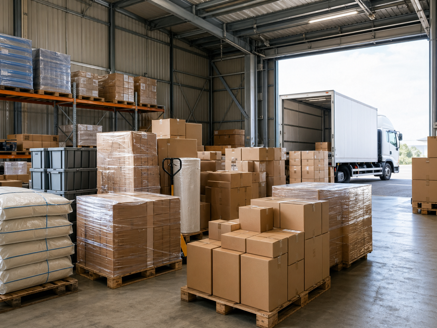 物流会社の事務所と車両置き場